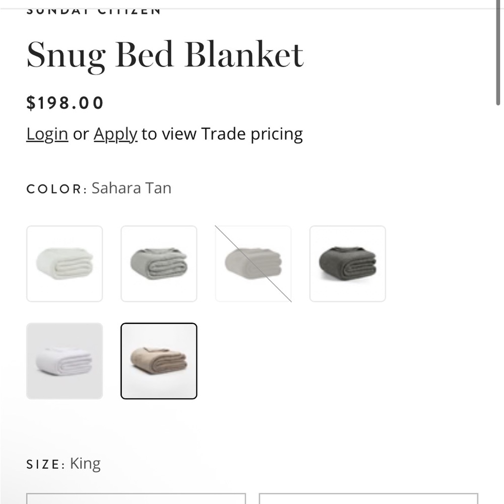 SUNDAY CITIZEN Snug Bed King Cozy Cream Blanket - Picture 2 of 7